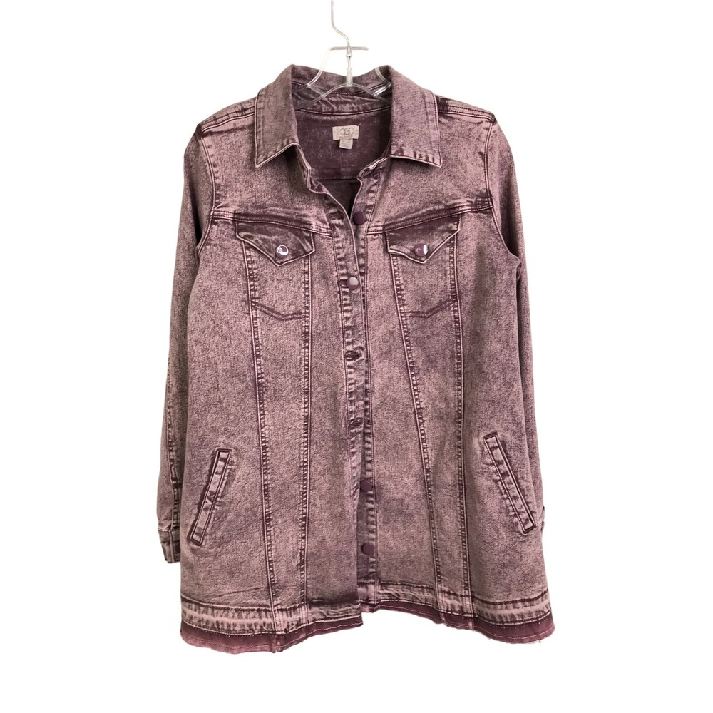 LOGO By Lori Goldstein Women's Denim Jean Jacket Released Hem Vintage Pink Sz 6